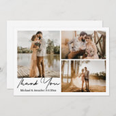 Carte De Correspondance calligraphie simple moderne mariage 3 photos colla (Devant / Derrière)