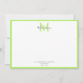 Carte De Correspondance Calligraphie verte de chaux moderne fille Monogram (Devant)