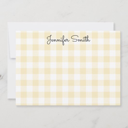 Carte De Correspondance Calligraphie Whimsical Pastel Lemon Jaune En vichy (Devant)