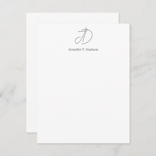 Carte De Correspondance Calligraphy trendy classical monogram (Devant / Derrière)