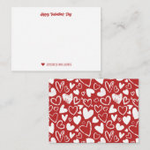 Carte De Correspondance Calque Dessin Cœur Rouge Motif Saint-Valentin (Devant / Derrière)