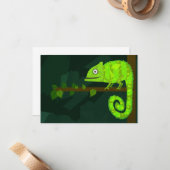 Carte De Correspondance Caméléon mignon vert (Devant/Arrière en situation)