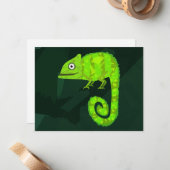 Carte De Correspondance Caméléon mignon vert (Devant/Arrière en situation)