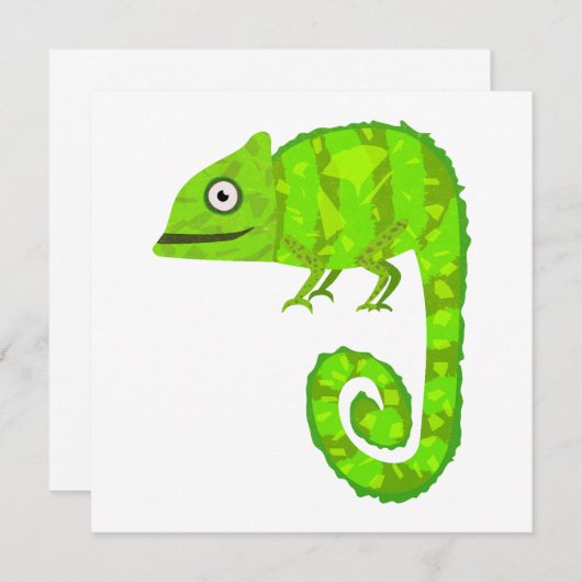 Carte De Correspondance Caméléon vert mignon (Devant / Derrière)