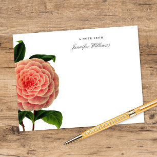 Carte De Correspondance Camilla Florale Rose Élégante Vintage avec Nom