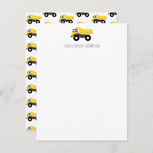 Carte De Correspondance Camion à benne Camion de construction Enfants (Devant / Derrière)