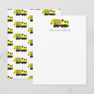 Carte De Correspondance Camion de ciment béton construction enfants