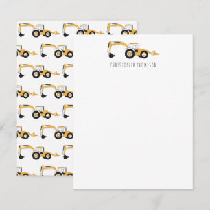 Carte De Correspondance Camion de construction à pelle rétrocaveuse pour e