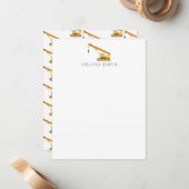 Carte De Correspondance Camion de construction de grue pour enfants (Devant/Arrière en situation)