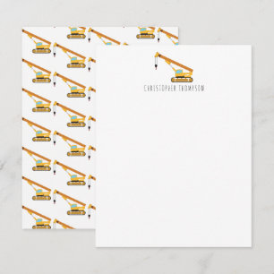 Carte De Correspondance Camion de construction de grue pour enfants