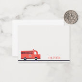 Carte De Correspondance Camion de pompiers rouge mignon Monogram garçons (Devant/Arrière en situation)