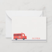 Carte De Correspondance Camion de pompiers rouge mignon Monogram garçons (Devant)