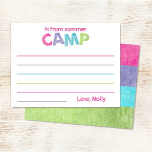 Carte De Correspondance Camp d'été couleur rustique bois rose violet