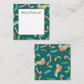 Carte De Correspondance Canneberges en canne Rameaux de pin houx Oiseaux (Devant / Derrière)