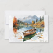 Carte De Correspondance Canoe Mountain Lake Sympathy Merci (Devant)