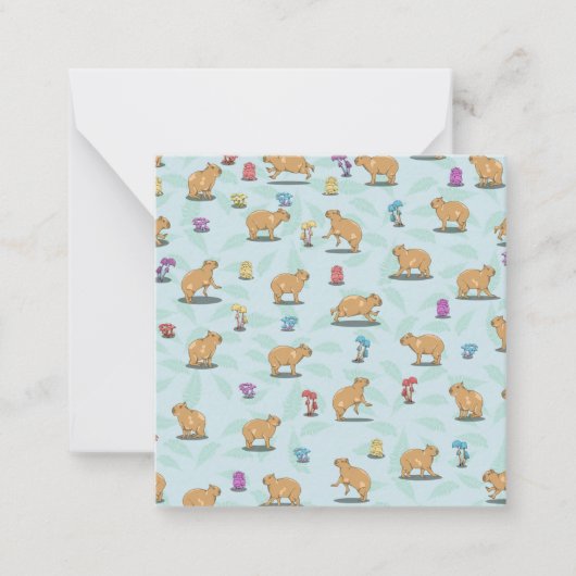 Carte De Correspondance Capybara et mushroom pattern (Devant)