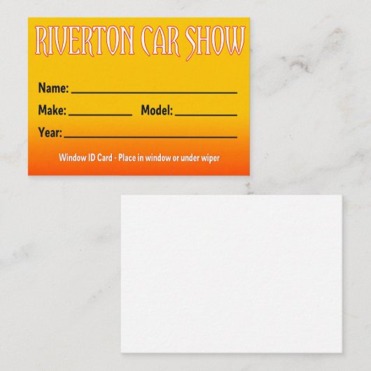 Carte De Correspondance Car show (Devant / Derrière)