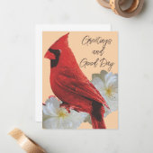 Carte De Correspondance Cardinal rouge et rose blanche (Devant/Arrière en situation)