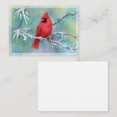 Carte De Correspondance Cardinal sur la branche neige budget mini Noël (Devant / Derrière)