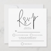 Carte De Correspondance Carré Mariage noir simple RSVP (Devant)