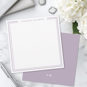 Carte De Correspondance Carré Monogramme à Double Bordure Violet