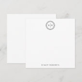 Carte De Correspondance Carré monogramme simple 2 cercle initial (Devant / Derrière)