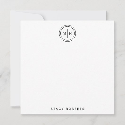 Carte De Correspondance Carré monogramme simple 2 cercle initial (Devant)