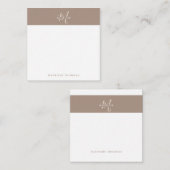 Carte De Correspondance Carré Warmth Beige Monogramme Script (Devant / Derrière)