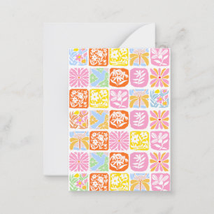 Carte De Correspondance Carrelage floral coloré Botanique Folk Whimsical