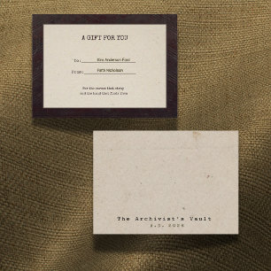 Carte De Correspondance Carte-cadeau Archiviste de la Dark Academia : Stra