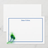 Carte De Correspondance Cartes-Plumes Peacock à note plate (Devant / Derrière)