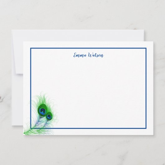 Carte De Correspondance Cartes-Plumes Peacock à note plate (Devant)