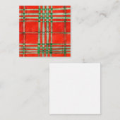 CARTE DE CORRESPONDANCE CARTON PLAT CARRÉ 2,5" TARTAN SCOTT ROUGE (Devant / Derrière)