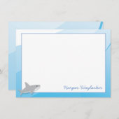 Carte De Correspondance Cartoon Blue White Grey Shark Name (Devant / Derrière)