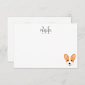 Carte De Correspondance Cartoon Corgi Custom Monogram (Devant / Derrière)