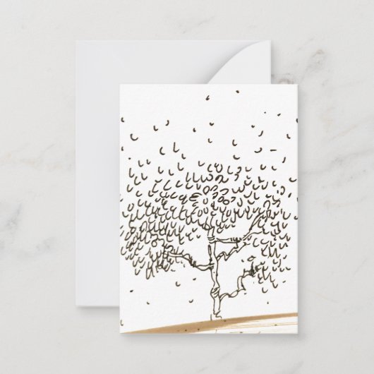 Carte De Correspondance Cartoon Tree Falling Leaves Drawing (Devant)
