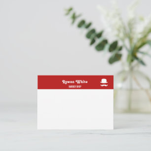 Carte De Correspondance Casquette blanc et mustache silhouette rouge