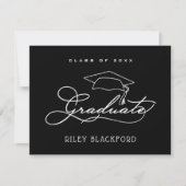 Carte De Correspondance Casquette diplômé Merci noir (Devant)