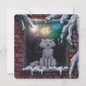 Carte De Correspondance Cat and fireworks - card - by Monika Marzec (Devant)