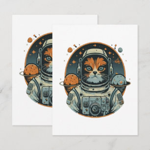Carte De Correspondance Cat-astronaute sur les Astéroïdes