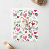 Carte De Correspondance Cat Love Valentine’s Day Card in White (Devant/Arrière en situation)