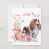 Carte De Correspondance Cavalier King Charles Spaniel Chien Maman Florale (Dos)