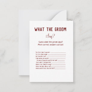 Carte De Correspondance ce que le marié dit jeu de douche nuptiale