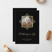 Carte De Correspondance Célébration de la vie Script lunatique Photo Funér (Devant/Arrière en situation)