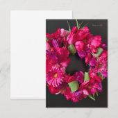 Carte De Correspondance Célébration Joyeuse - Couronne de fleurs rose fonc (Devant / Derrière)