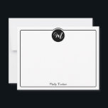 Carte De Correspondance Cercle de monogramme écriture tendance féminin<br><div class="desc">Ce design mignon présente une bordure simple avec un cercle en haut contenant une initiale de monogramme et un espace pour un nom/texte en bas. Cliquez sur le bouton personnaliser si vous souhaitez ajuster les éléments de design et/ou modifier davantage le texte ! Des variations de ce design, des couleurs...</div>