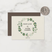 Carte De Correspondance Cercle vert mariage floral féminin (Devant/Arrière en situation)