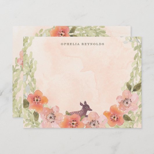 Carte De Correspondance Cerf doux en fleurs (Devant / Derrière)