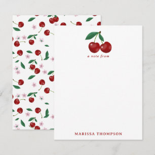 Carte De Correspondance Cerises rouges botaniques Verdure & Fleurs de ceri