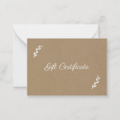 Carte De Correspondance Certificat cadeau Kraft & Rustic (Dos)